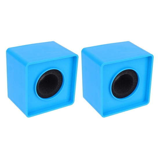 2Pcs Square Mic Flag Station Portable Handheld Interview Logo Blue