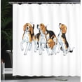 thumbnail image 3 of Ambesonne Beagle Shower Curtain, 4 Beagle Hounds Play, 69"Wx75"L, Brown White and Black, 3 of 4