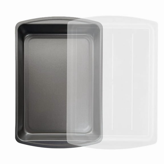 Mainstays 9" x 13" Covered Nonstick Steel Bake and Roast Cake Pan, Gray