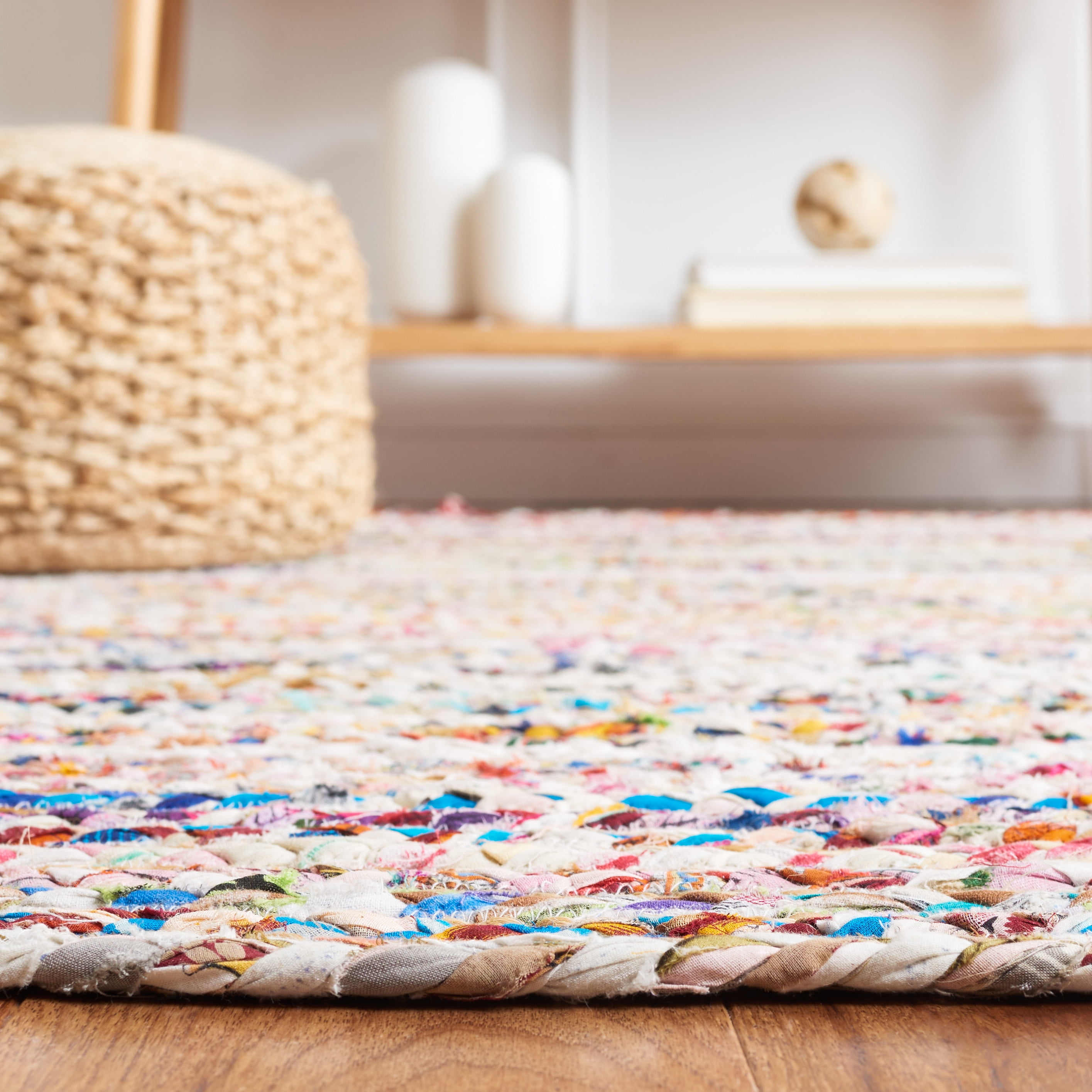 SAFAVIEH Cape Cod Miah Geometric Area Rug, Beige/Multi, 9' x 9' Square