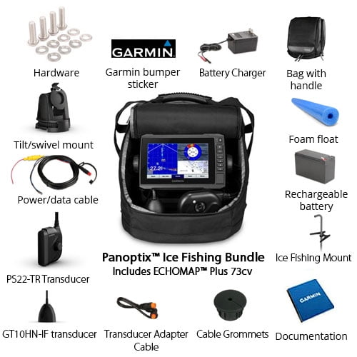 garmin echomap plus 73cv ice fishing bundle
