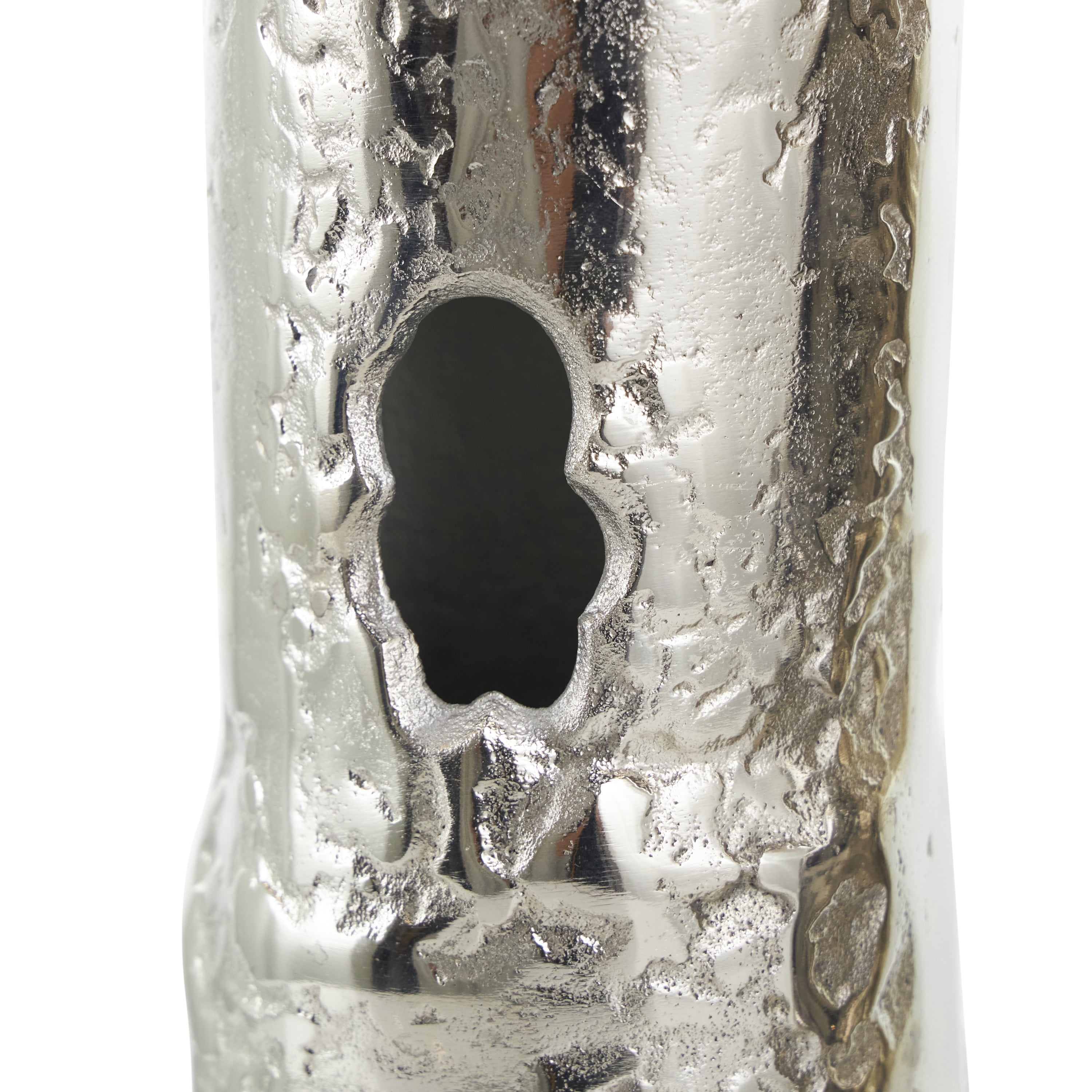 CosmoLiving by Cosmopolitan 18", 15"H Tree Trunk Inspired Silver Aluminum Vase, Set of 2