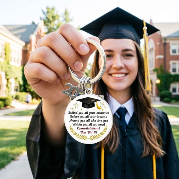 Class of 2026 Graduation Keychain, Inspirational Stainless Steel Keepsake for High School & College Graduates, Sentimental Gift for Her & Him(White)