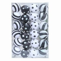chaungfeng 24 Pcs Christmas Tree Decorations Ornament Set for Fall Halloween, 3cm Black White Shatterproof Christmas Ball Ornaments Hanging Xmas Holiday Party Decor