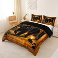 thumbnail image 2 of Castle Fairy Vintage Cabin Bear Bedding,Lantern Paw Duvet Cover Full,Warm Brown Black,Black Reversible,3pcs,No Comforter,1 Duvet Cover and 2 Pillowcases, 2 of 5