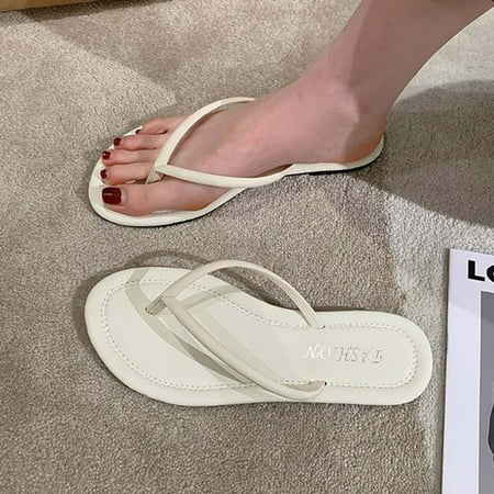 

BONIXOOM Womens House Slippers Clearance Buckle None V-Day Casual Summer Walking Shoes Women Beige Size 8.5
