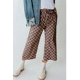 thumbnail image 3 of Women's Khaki Checkered High Waist Loose Casual Pants - Trendy Wide Leg Style - [ZhiHiMeRi] | (US 12-14)L, 3 of 12