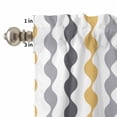 thumbnail image 4 of Kitchen Window Curtains Valance and Tier Set, Abstract Yellow Gray White Stripes Rod Pocket Tier Curtains and Valance 3 Piece Set, Geometric Wave Lines Window Treatment for Bedroom Living Room, 4 of 9