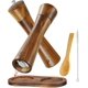 thumbnail image 1 of Juego de molinillos de sal y pimienta de madera de acacia con cucharón y cepillo, 2 unidades, 1 of 5
