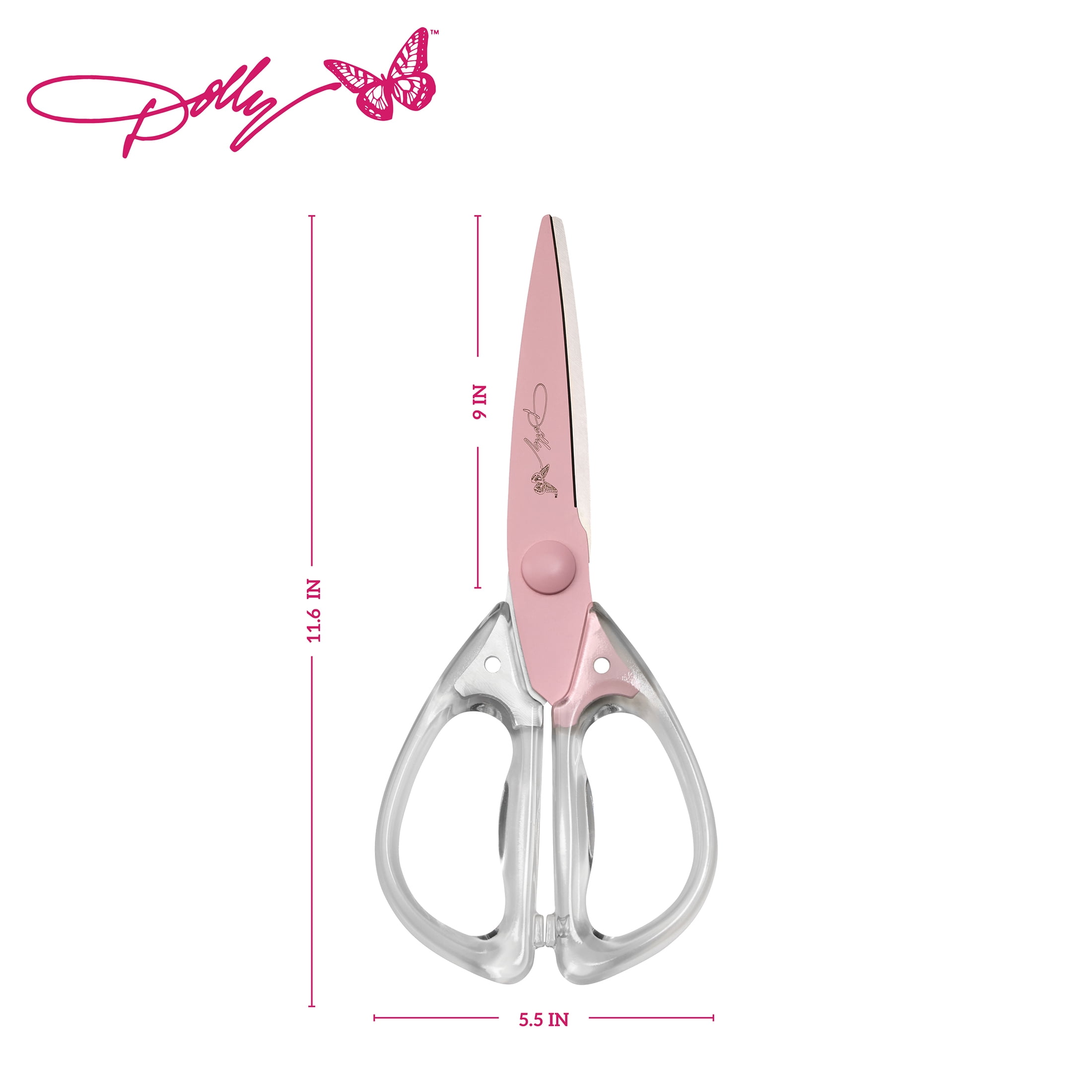 Dolly Parton Pink All-Purpose Acrylic Kitchen Scissors for Cutting and Prep