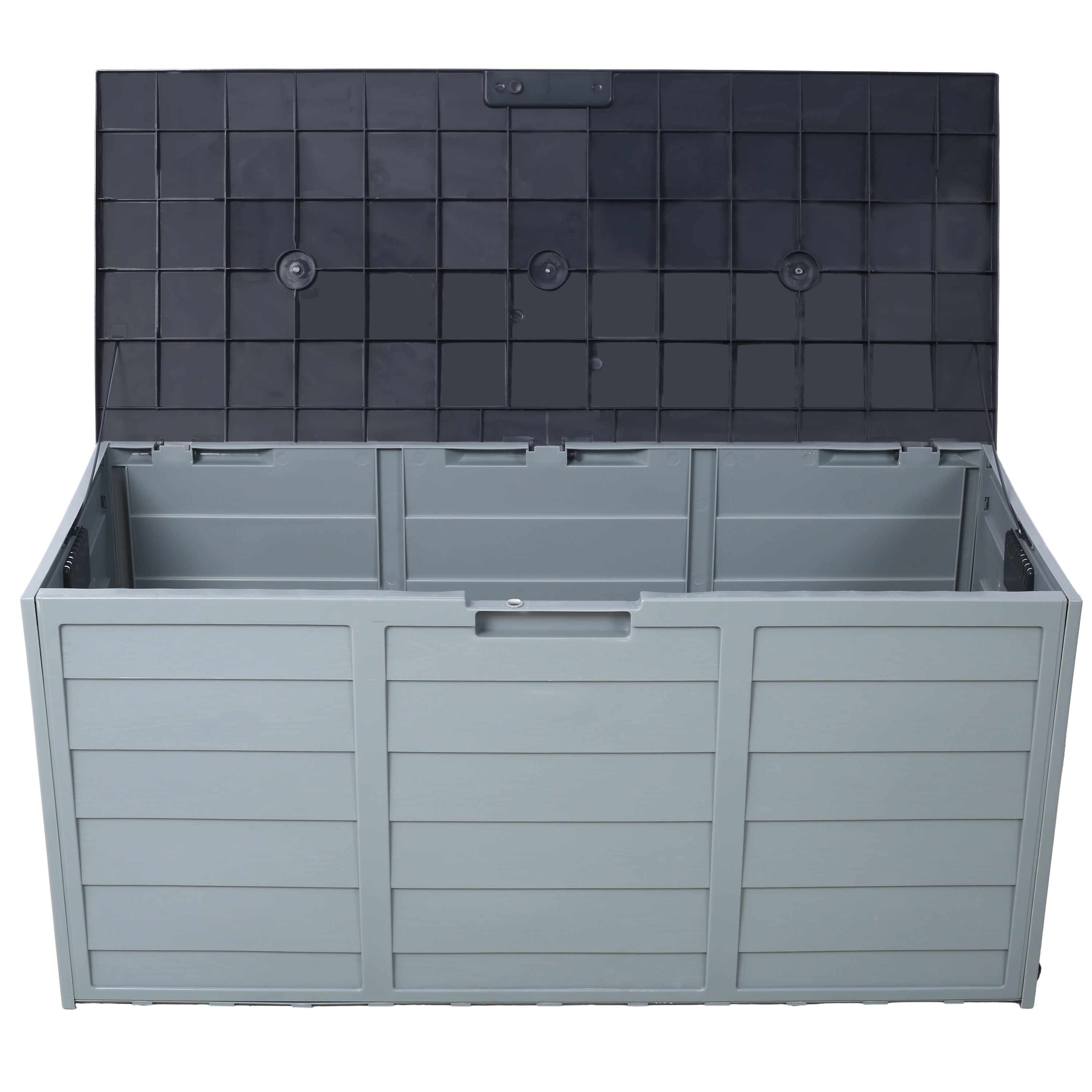BaPiPro 75 Gallon Outdoor Deck Storage Box with Wheels, Weather-Resistant Resin Patio Organizer for Cushions, Toys & Tools, Gray