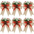 thumbnail image 3 of 6PCS Christmas Bow With Pine Cones Pine Needles Xmas Checkered Ribbon Bow Christmas Tree Decoration Bows, 3 of 8