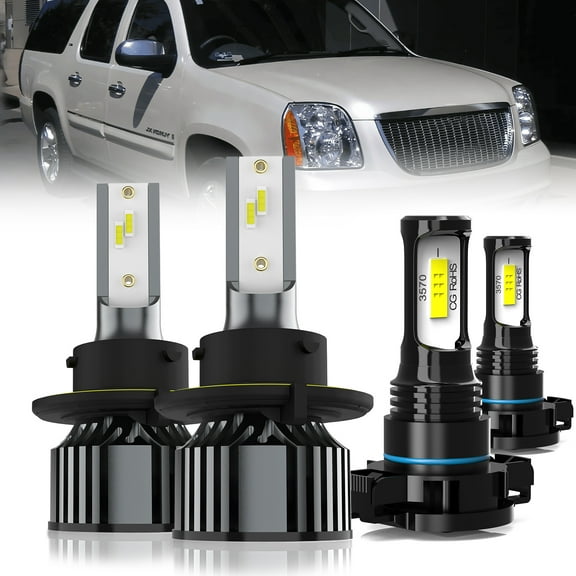 LZYMAXDM LED Headlight Bulbs Compatible With GMC Yukon XL 2500 2007-2013 ,H13 High Low Beam   5202 LED Fog Light Bulb,6500K White,Plug and Play,Pack of 4
