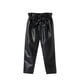 thumbnail image 1 of Pantalones de cuero de PU para niñas pequeñas Pantalones de tubo elásticos de cintura alta sólidos con cinturón XBTCLXEBCO 4-5 años, Negro, 1 of 6