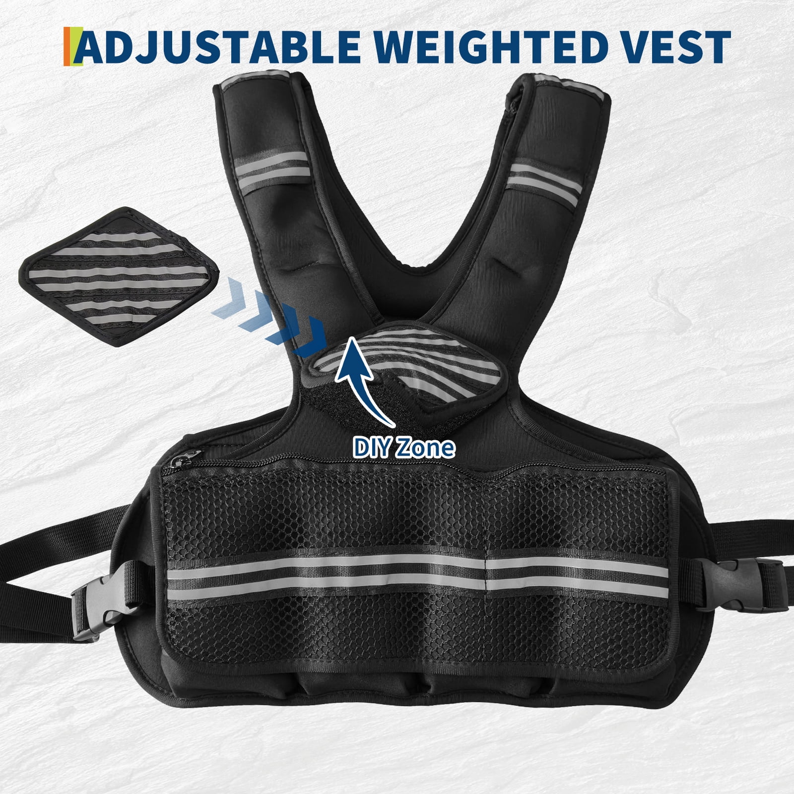 Roromall Adjustable Weight Vest, Men & Women Neoprene Workout Vest for Running, Walking, Gym Training – Reflective Strips & Pockets for Phone/Key