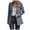 Blue, variant on Women’s Open Front Herringbone Blazer-Business Casual Long Sleeve Work Jacket with Full Lining and Padded Shoulders Black, M