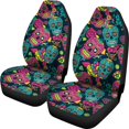 thumbnail image 2 of Sugar Skull Floral Design Themed Print Universal Fit Car Seat Covers, 2 of 4