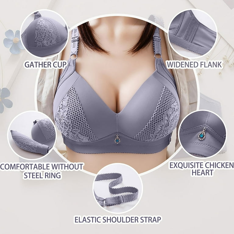 Borniu Wirefree Bras for Women ,Plus Size Adjustable Shoulder Straps Lace Bra  Wirefreee Extra-Elastic Bra Active Yoga Sports Bras 36B/C-44B/C, Summer  Savings Clearance 