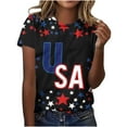 thumbnail image 2 of VKOYWKM Short Sleeve Tops for Women USA Flag T Shirts 4th of July Independence Day T Shirts Star Stripe Graphic Tees Crew Neck Loose Fit Memorial Day Gifts T-Shirts, 2 of 5