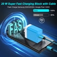 thumbnail image 2 of 2Pcs 20W PD Charger Block Fast Wall Charger with 6FT Type-C Cable, Power Adapter Compatible with iPhone 17/16/15 Pro Max, iPad Pro, Galaxy S26, Android Phone, Blue, 2 of 7