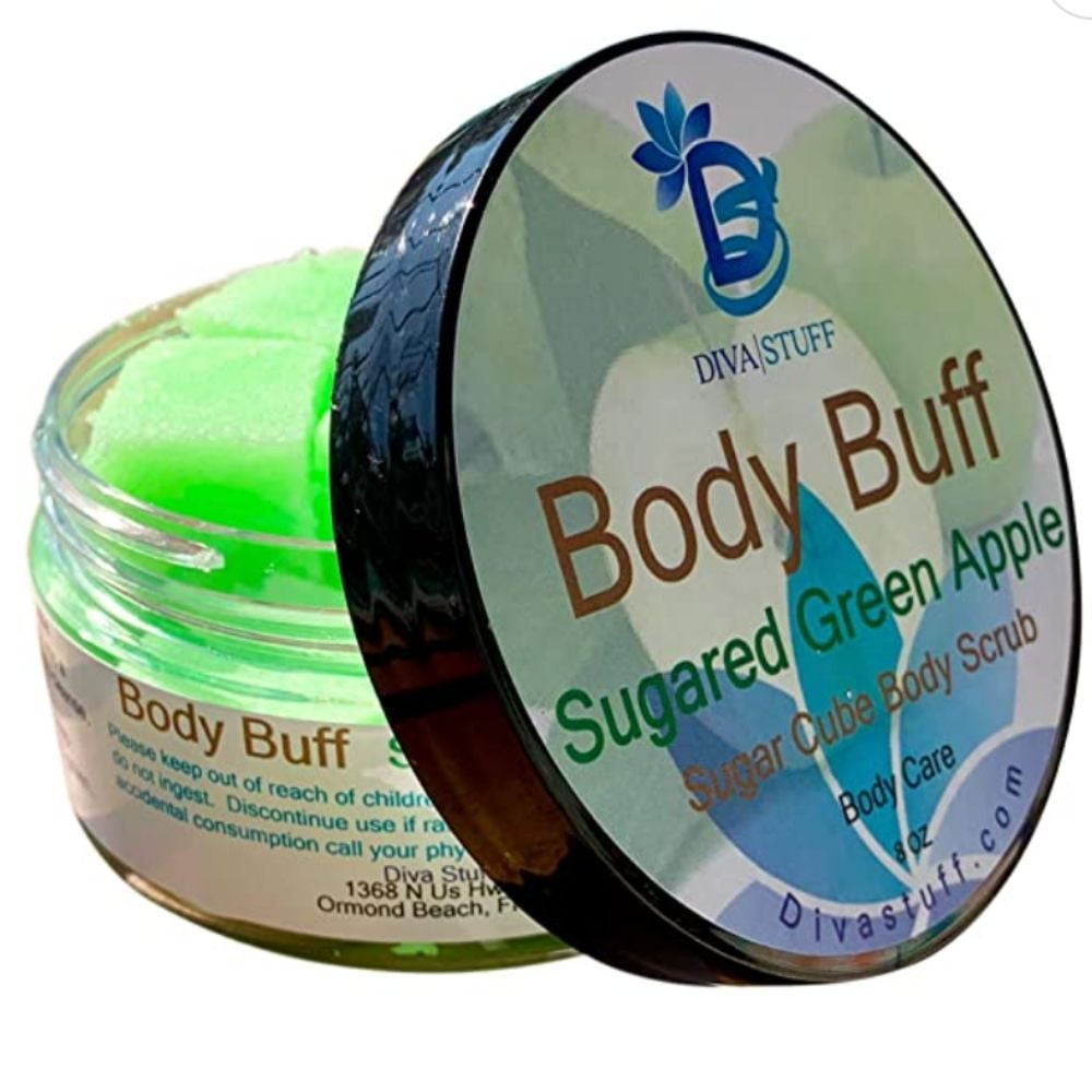 Sugar Cube Body Buff Scrub Dry Skin Exfoliation Sugared Green Apple, 8