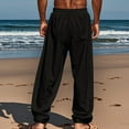 thumbnail image 4 of Vamuko Baggy Joggers Men Wide Leg Cotton Sweatpants Tapered Drawstring Running Winter Color Block Relaxed Fit Big and Tall Sweat Pants Black L, 4 of 5