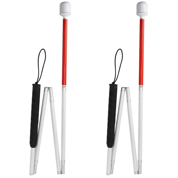 2X El Bastón Plegable de Aluminio Bastón Plegable de 4 Segundos con Punta Rodante para Palo de Caminar Ciego