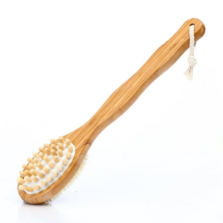 Dry Brushing Body Brush, Exfoliating Back Bath Brush for Shower with 100% Natural Boar Bristle Brush & Long Handle - Body Scrub Brush Wooden Massage Brushing Dry Remove Dead (Best Way To Remove Dry Skin)