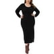thumbnail image 2 of Vestidos de Talla Grande para Mujeres Agnes Orinda para el Día de San Patricio, Vestido Maxi Casual de Punto Acanalado con Abertura Lateral y Cuello Redondo de Manga Larga, Ajuste Slim 1X Negro, 2 of 5