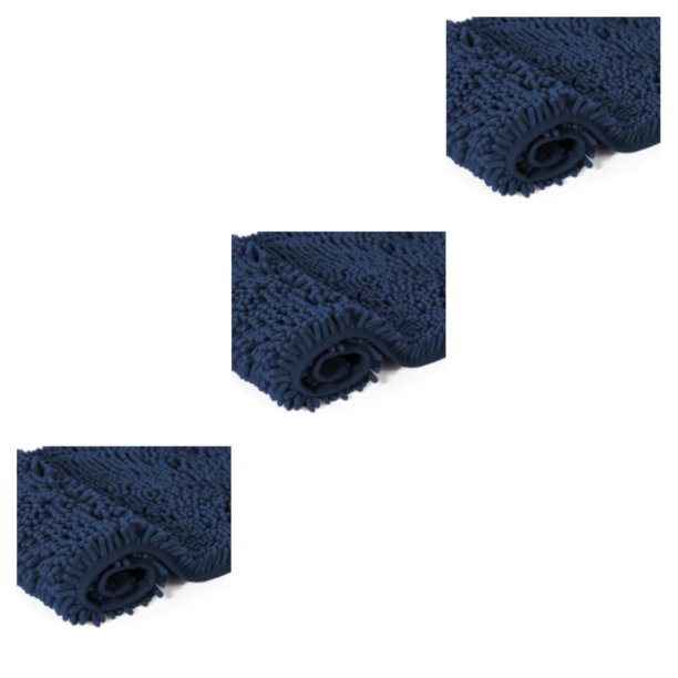 Injueey Alfombrilla lavable a máquina con alta capacidad de absorción Exquisita chenilla hecha a mano Baño seguro Azul marino 24 * 36 Type1 NO1