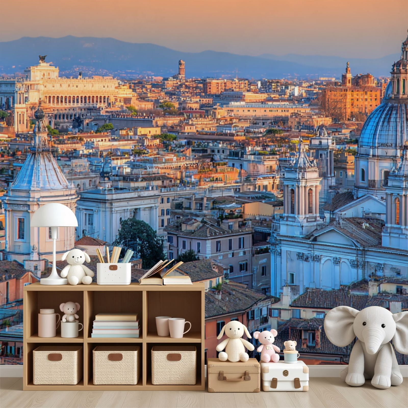Wallpaper Rome Skyline Italy Peel and Stick Wall Murals 69"H x 96"W Removable PVC Wall Paper Self-Adhesive Wall Paintings Art Decor for Bedroom Living Room