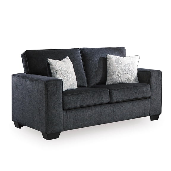 Bowery Hill Contemporary Loveseat with Foam Cushions in Slate Finish