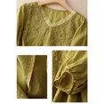 thumbnail image 4 of Women's Embroidered Cotton Linen Short Sleeve V-Neck Casual Top Shirt, 4 of 5