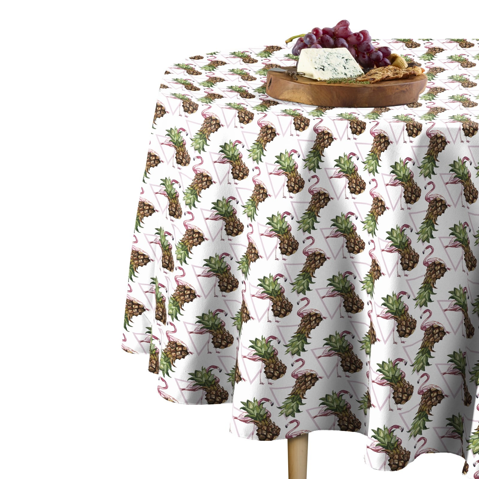 Flamingos In Pineapples Tablecloth 108 Round Walmart Com Walmart Com