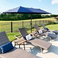 thumbnail image 3 of PHI VILLA 13ft Double-Sided Twin Outdoor Patio Umbrella Market Umbrella, Navy, 3 of 5