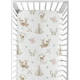 thumbnail image 2 of Sweet Jojo Designs Deer Floral Pink Taupe and White Fitted Crib Sheets 2 Piece Set, 2 of 6