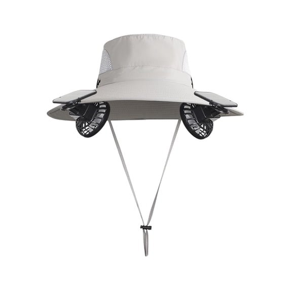 Lilixerw Solar Powered Breathable Fan Hat with 2 Removable Fans Outdoor Coolings Wide Brim Sun Hat for Outdoor Fishing,Hiking Gardening,USB Solar Charging,Gray