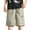 Khaki, variant on Mens Drawstring Cargo Shorts with Pockets Elastic Waist Bermudas Summer Casual Outdoor Fishing Shorts Black XL