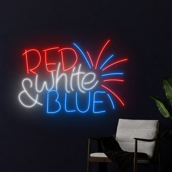 Handmadetneonsign Red White & Blue 4th Of July Neon Sign, Independence Day Art Decor, USA Celebration Wall Decor