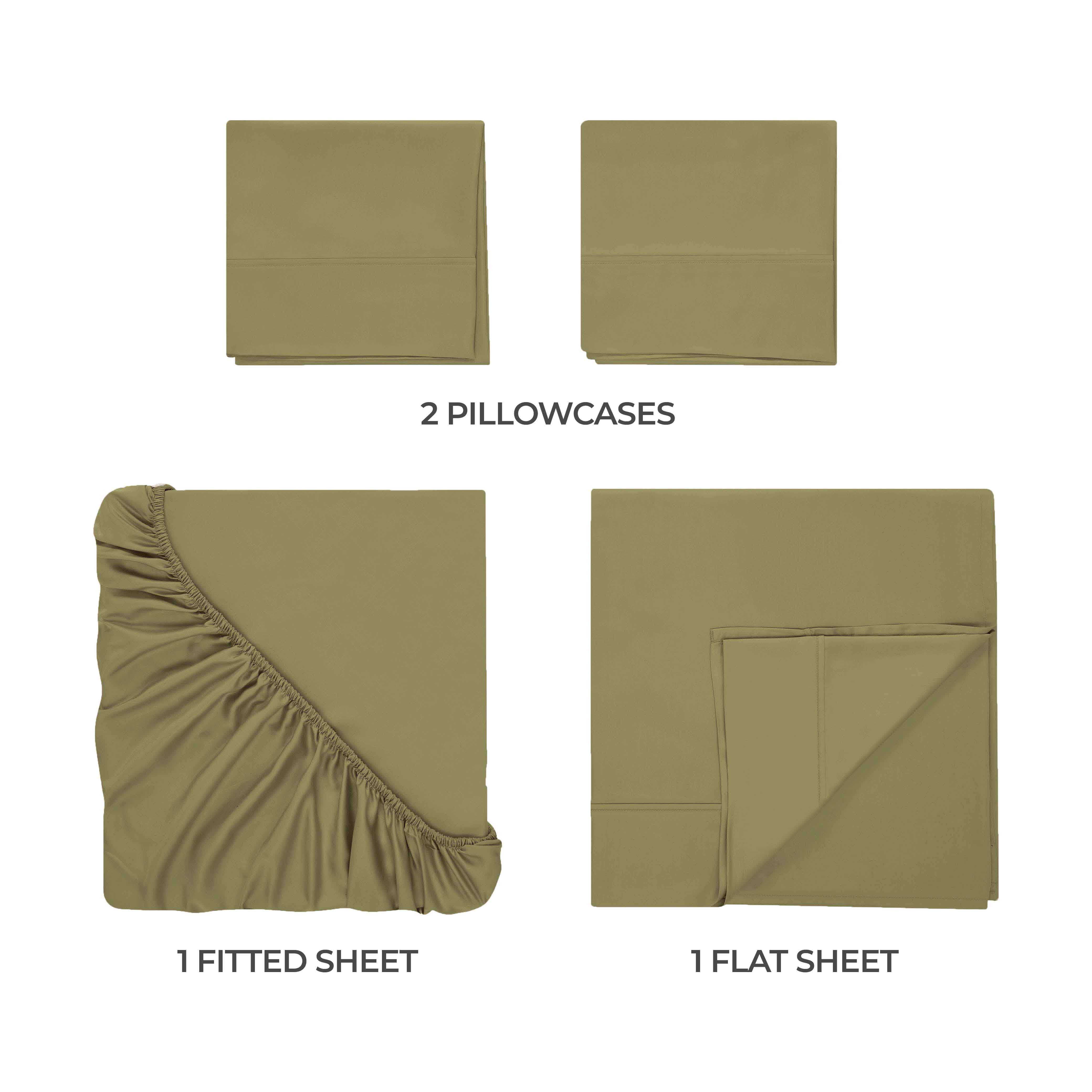 Superior Egyptian Cotton 400 Thread Count Deep Pocket Sheet Set, Twin XL Size, Sage