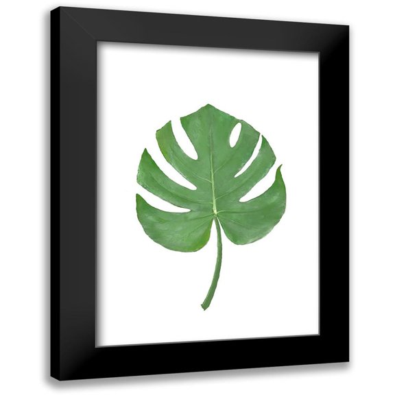 Artographie Studio 14x18 Black Modern Framed Museum Art Print Titled - Monstera Leaf Green