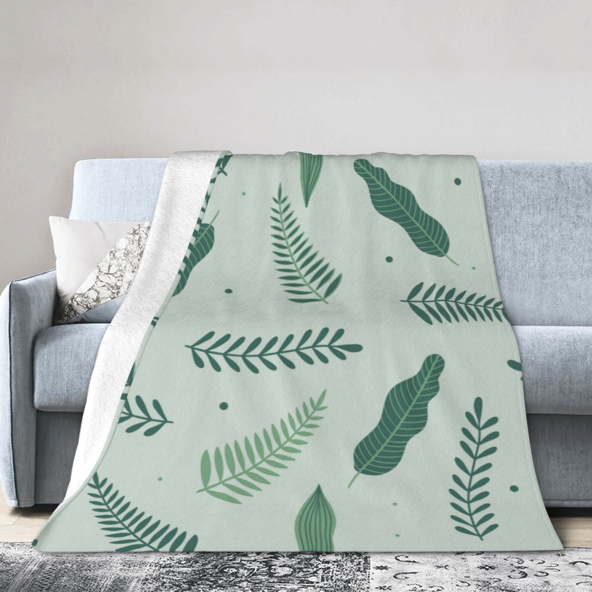 Floral Green Black Ultra-Soft Micro Fleece Blanket 50
