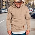 thumbnail image 2 of Rggeeun Mens Hoodies Pullover Men Solid Color Drawstring Pocket Casual Hoodie Business Comfortable Loose Label Long Sleeve Fall Winter Streetwear, 2 of 5