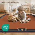 thumbnail image 4 of ODIKA 6'x9' Washable Area Rug Navy Rust and Geometric Border Elegant Art Style with Accents for Queen Size Bedroom, Under Bed, Master Suite, Easy Care, Non-Shedding, 4 of 7