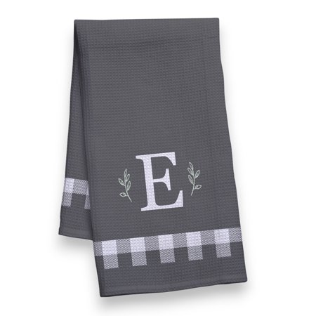 Personalization Mall Black & White Plaid Waffle Weave Kitchen Towel E