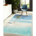 thumbnail image 4 of Ocean Decorative Rug, Idyllic Scenery Seashore Picture Sun Rays View with Palm Tree Tropical Beach, Quality Carpet for Bedroom Dorm and Living Room, 6 Sizes, Aqua White Green, by Ambesonne, 4 of 4