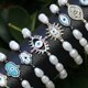 thumbnail image 3 of Pulsera elástica de perlas naturales de agua dulce, brazalete con cuentas de arcoíris, conector CZ, regalo para niñas, 3 of 4