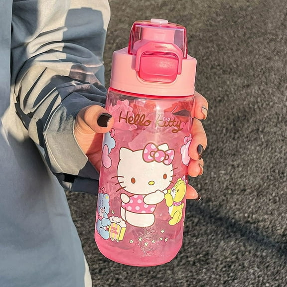 550ML Kawaii Sanrio Water Bottle Anime Hello Kitty Kuromi Water Cup Cartoon Outdoor Portable Large Capacity Bottle Summer Gift