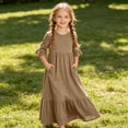 thumbnail image 5 of SERTGUTR Girls' Dress Round Neck Short Sleeve Ruffle Hem Tiered Maxi Side Pockets Comfortable Casual School Outdoor Everyday Wear Dress, 5 of 7