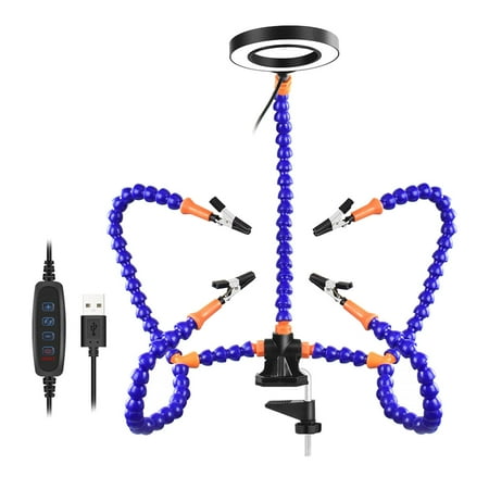 

Soldering Helping Hands Third Hand Helping Tool with Magnifying Glass Workshop Helping Station USB Rechargeable Flashlight